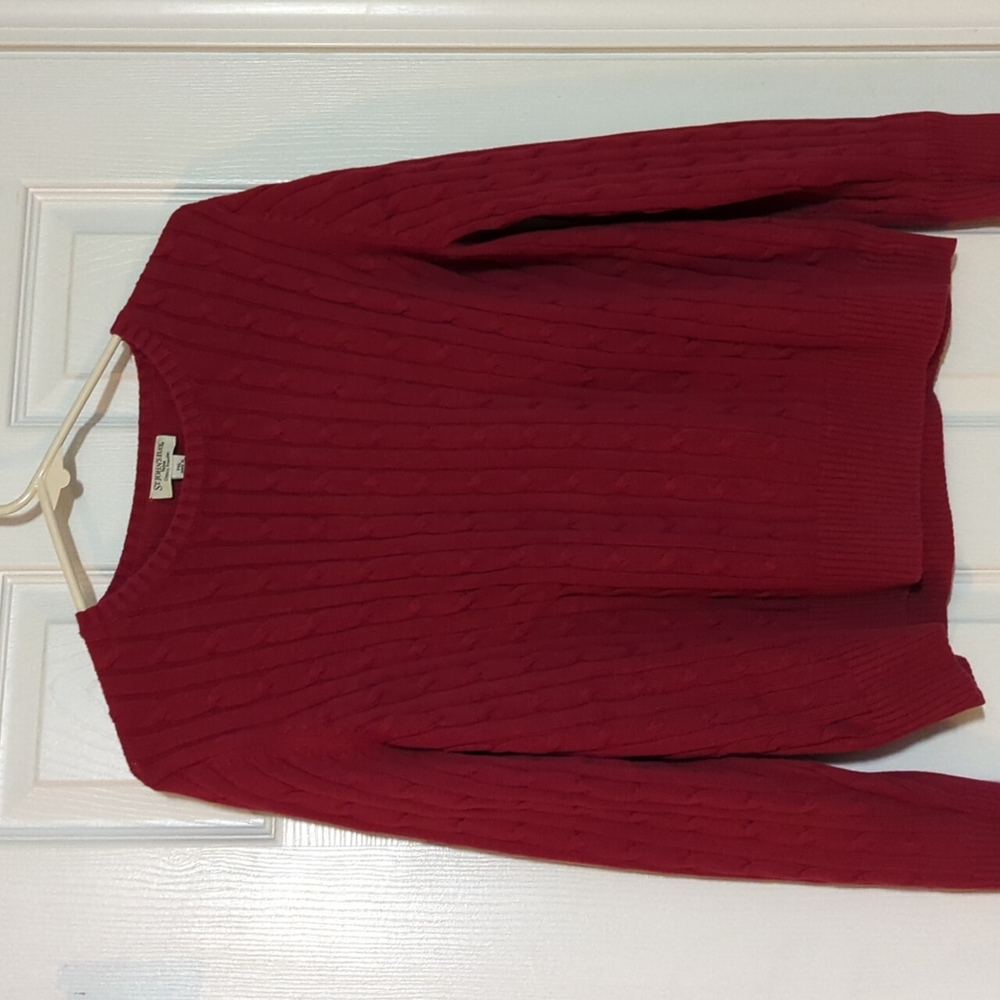 🔥Cable crew neck sweater PXL red St John's Bay